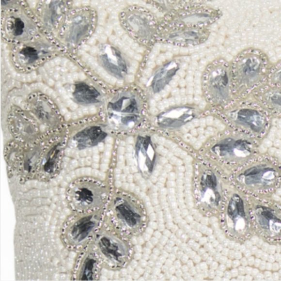 34th & Pine Christmas Silver Snowflake Beaded Throw Pillow Decor 16" Holiday NEW - Picture 3 of 10